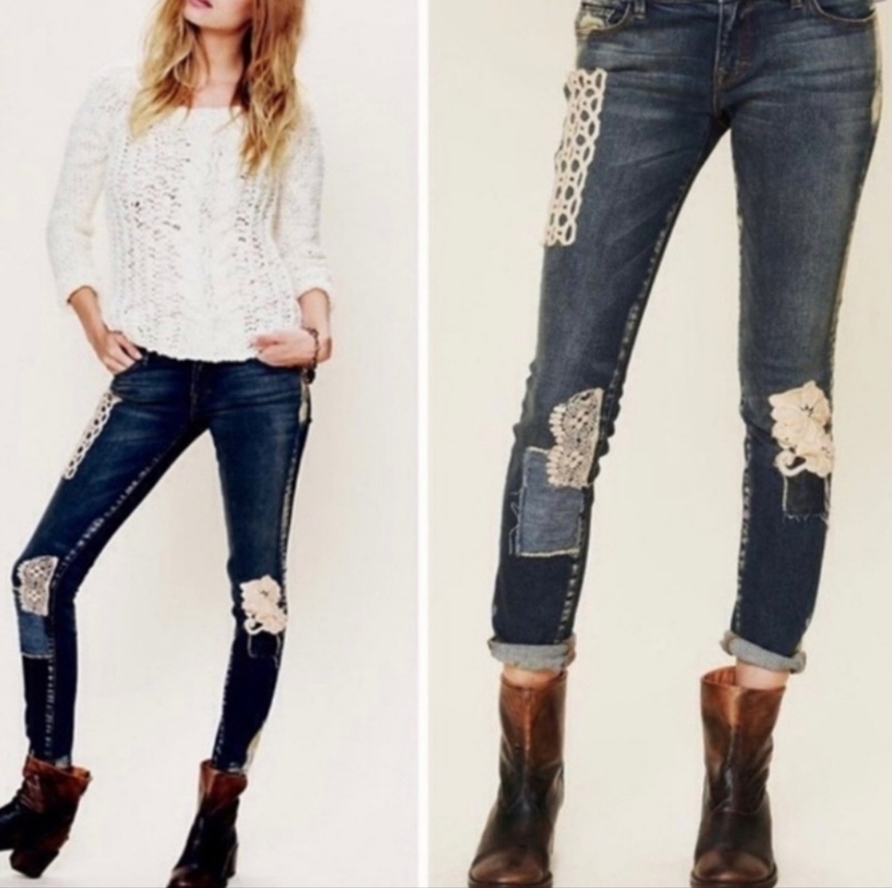 Free People Artisan De Luxe Patchwork Jeans